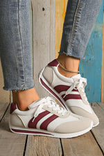 Load image into Gallery viewer, White Patchwork Breathable Lace Up Sneakers
