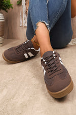 Load image into Gallery viewer, Coffee Breathable Mesh Leather Patchwork Lace-up Sneaker
