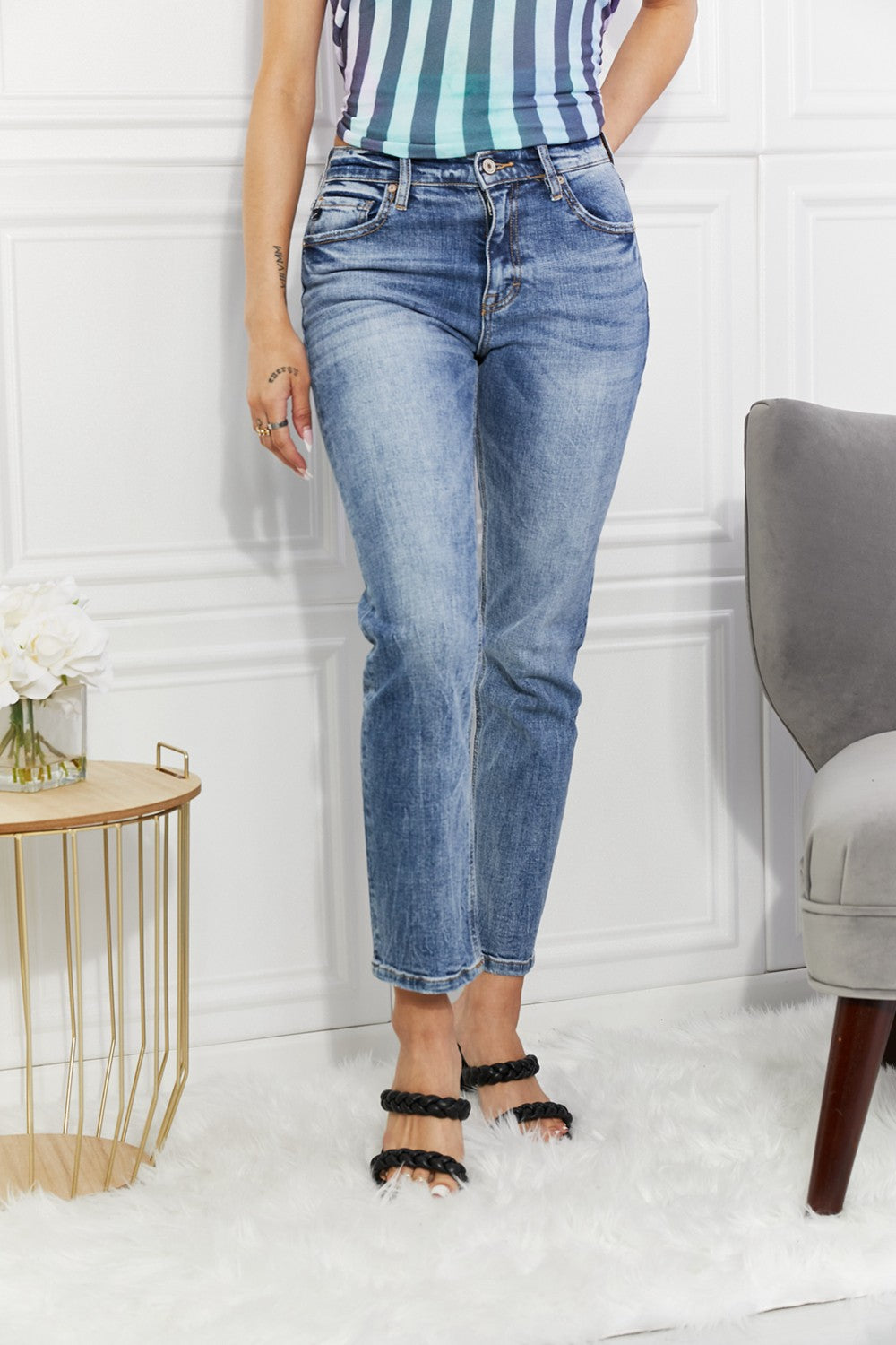 Full Size Amara High Rise Slim Straight Jeans