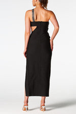 Load image into Gallery viewer, One-Shoulder Cutout Split Dress
