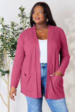 Load image into Gallery viewer, Ribbed Open Front Cardigan with Pockets
