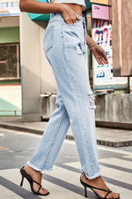 Load image into Gallery viewer, Distressed Buttoned Loose Fit Jeans Pants
