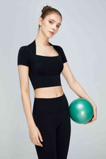 Load image into Gallery viewer, Short Sleeve Cropped Sports Top
