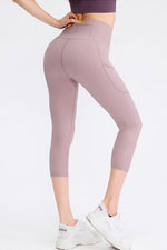 Load image into Gallery viewer, Wide Waistband Cropped Active Leggings with Pockets

