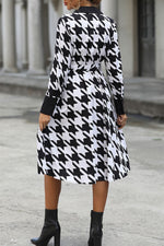 Load image into Gallery viewer, Houndstooth Johnny Collar Tie Waist Dress
