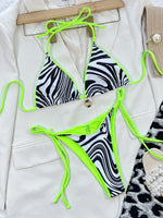 Load image into Gallery viewer, Zebra Print Halter Neck Bikini Set
