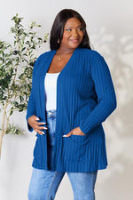 Load image into Gallery viewer, Ribbed Open Front Cardigan with Pockets
