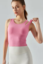 Load image into Gallery viewer, Ribbed Round Neck Sports Tank Top
