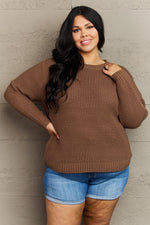Load image into Gallery viewer, Plus Size High Low Waffle Knit Sweater
