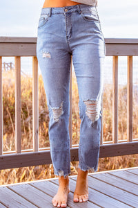 Stylish Distressed Cropped Jeans Pants