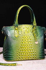 Load image into Gallery viewer, Croc-Embossed Gradient PU Leather Handbag – Luxe Fade Finish
