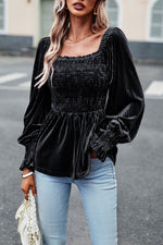 Load image into Gallery viewer, Smocked Square Neck Long Sleeve Blouse
