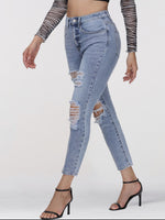 Load image into Gallery viewer, Distressed Skinny Cropped Jeans Pants
