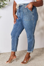 Load image into Gallery viewer, High Waist Drawstring Denim Pants
