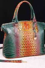 Load image into Gallery viewer, Croc-Embossed Gradient PU Leather Handbag – Luxe Fade Finish
