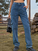 Load image into Gallery viewer, High Waist Cargo Jeans Pants
