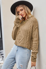 Load image into Gallery viewer, Cable-Knit Round Neck Sweater
