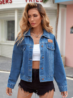 Load image into Gallery viewer, Dropped Shoulder Denim Jacket with Pockets
