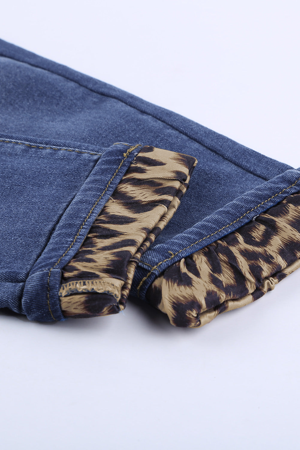 Leopard Patchwork Distressed Jeans Pants