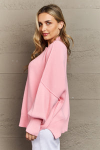 Slouchy Side Slit Sweater in Pink