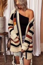 Load image into Gallery viewer, Striped Open Front Longline Cardigan
