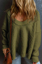 Load image into Gallery viewer, Ribbed Round Neck Dropped Shoulder Sweater
