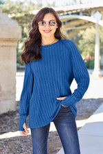 Load image into Gallery viewer, Ribbed Round Neck Long Sleeve Knit Top
