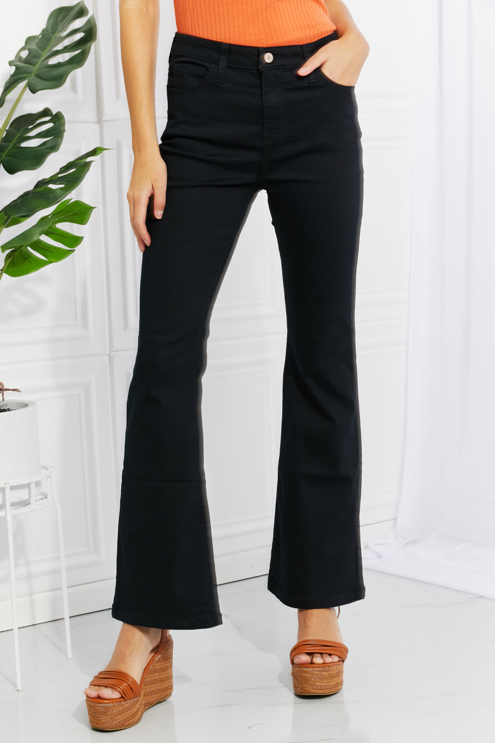 Full Size High-Rise Bootcut Jeans in Black