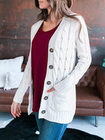 Load image into Gallery viewer, Cable-Knit Cardigan with Pockets
