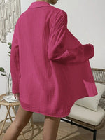 Load image into Gallery viewer, Dropped Shoulder Button Up Top and Elastic Waist Shorts Set
