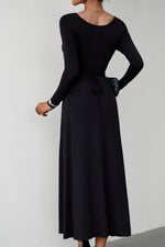 Load image into Gallery viewer, Scoop Neck Long Sleeve Lace-Up Maxi Dress
