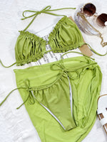 Load image into Gallery viewer, Frill Trill Halter Neck Three-Piece Swim Set

