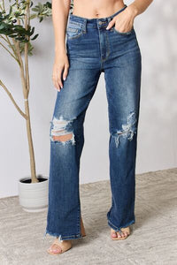 High Waist 90's Distressed Straight Jeans