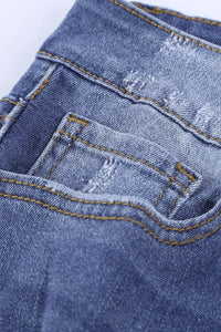 Leopard Patchwork Distressed Jeans Pants