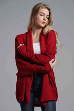 Load image into Gallery viewer, Double Take Dolman Sleeve Open Front Ribbed Trim Longline Cardigan
