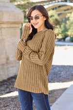 Load image into Gallery viewer, Ribbed Round Neck Long Sleeve Knit Top
