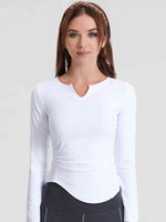 Load image into Gallery viewer, Notched Neck Ruched Sports Top
