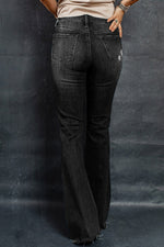 Load image into Gallery viewer, Distressed Raw Hem Flare Jeans Pants
