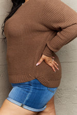 Load image into Gallery viewer, Plus Size High Low Waffle Knit Sweater
