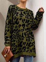 Load image into Gallery viewer, Leopard Round Neck Tunic Sweater
