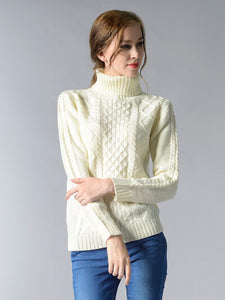 Cable-Knit Turtleneck Pullover Sweater