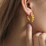 Load image into Gallery viewer, Synthetic Pearl 18K Gold-Plated Earrings
