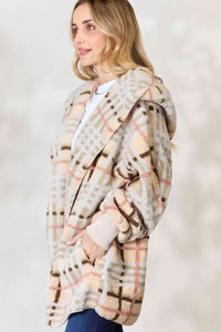 Checked Faux Fur Hooded Jacket