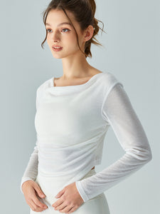 Cowl Neck Long Sleeve Sports Top