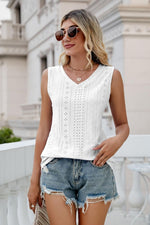 Load image into Gallery viewer, Eyelet V-Neck Tank
