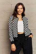 Load image into Gallery viewer, Full Size Plaid Round Neck Long Sleeve Jacket
