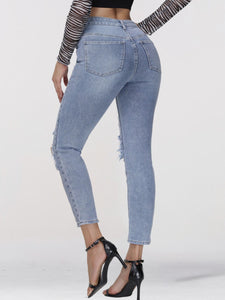 Distressed Skinny Cropped Jeans