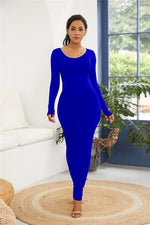 Load image into Gallery viewer, Round Neck Long Sleeve Maxi Wrap Dress
