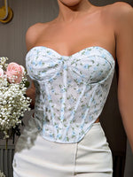 Load image into Gallery viewer, Floral Lace-Up Strapless Bustier
