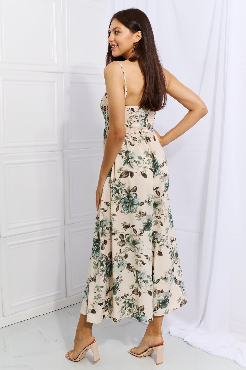 Sleeveless Floral Maxi Dress in Sage